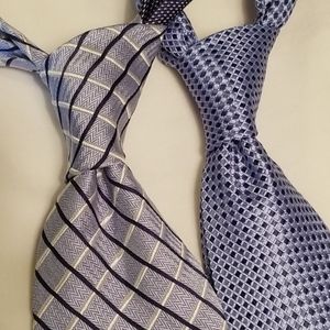 Pair of Tommy Hilfiger Blue Neckties 100% Silk